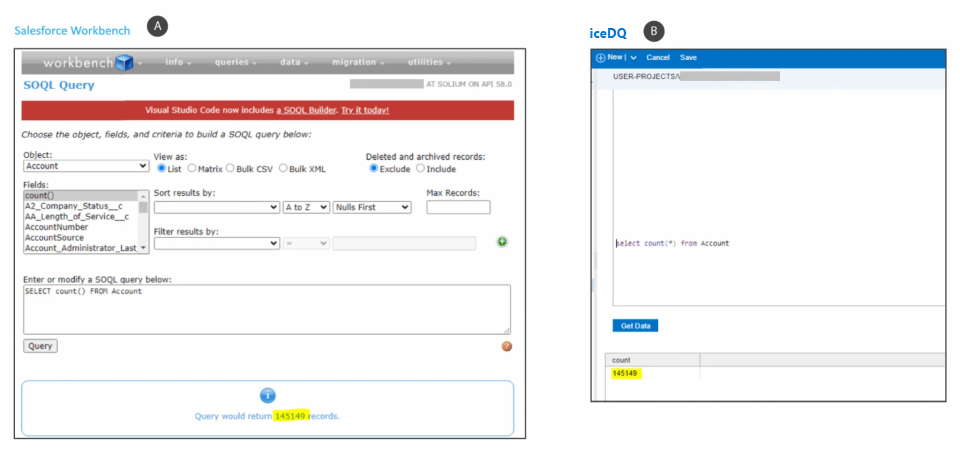 native salesforce support data reconciliation icedq 2
