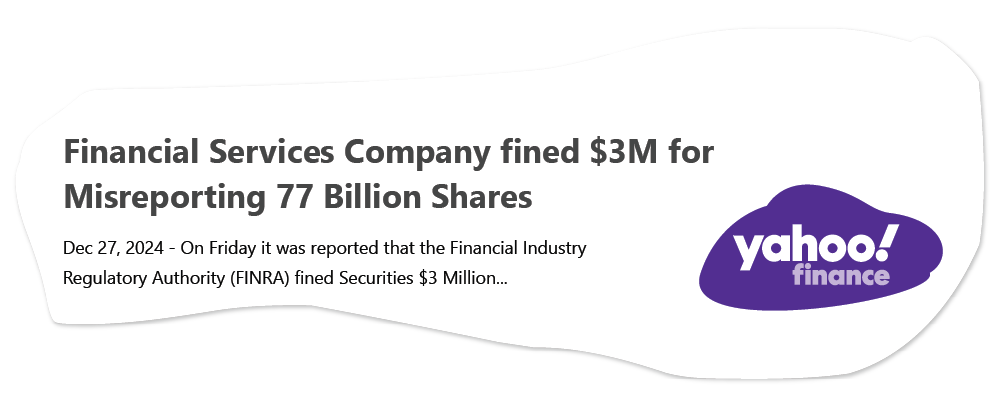 financial services company fined $3M for misreporting 77 billion shares